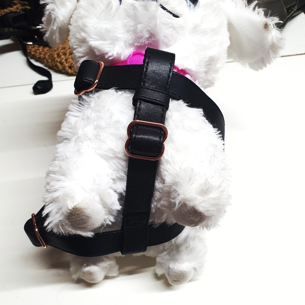 Black Faux Leather Rose Gold Hardwear Harness NWOT